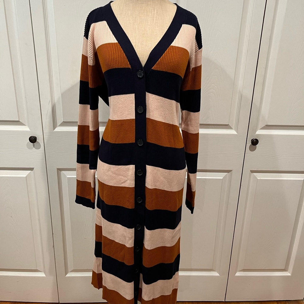 NWT ELOQUII-Elements Ribbed Stripped Cardigan Long Sleeve Sweater Dress Sz 22/24